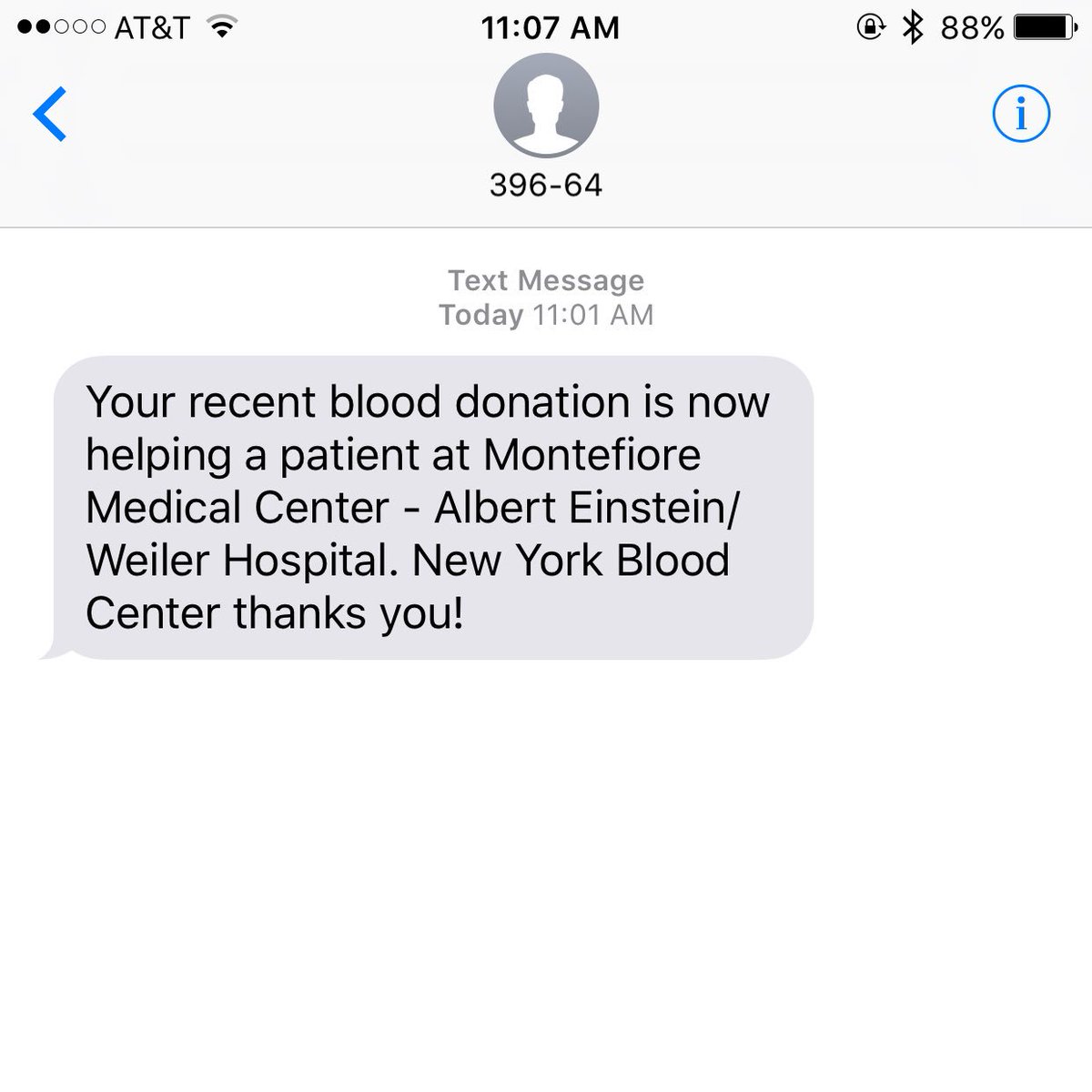 FinleyCFS's tweet photo. Well that was quick!! Glad I could help someone in need. Good job @NYBloodCenter #TeamOnegative #π https://t.co/ZKJZDYiOdM