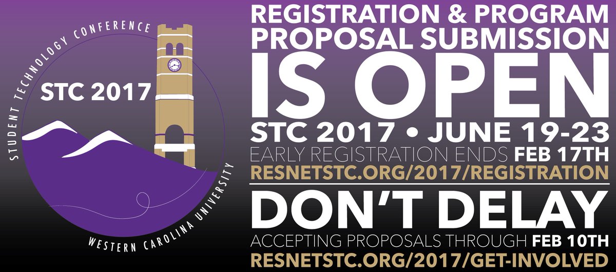 ResNetSTC's tweet image. We have opened Registration &amp;amp; Program Proposal Submission for STC 2017! Visit resnetstc.org/2017 to get started!