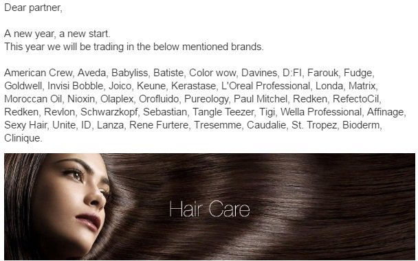 DParallelTrade's tweet image. Dear partner,

A new year, a new start.
This year we will be trading in the below mentioned brands.
#haircare #trading