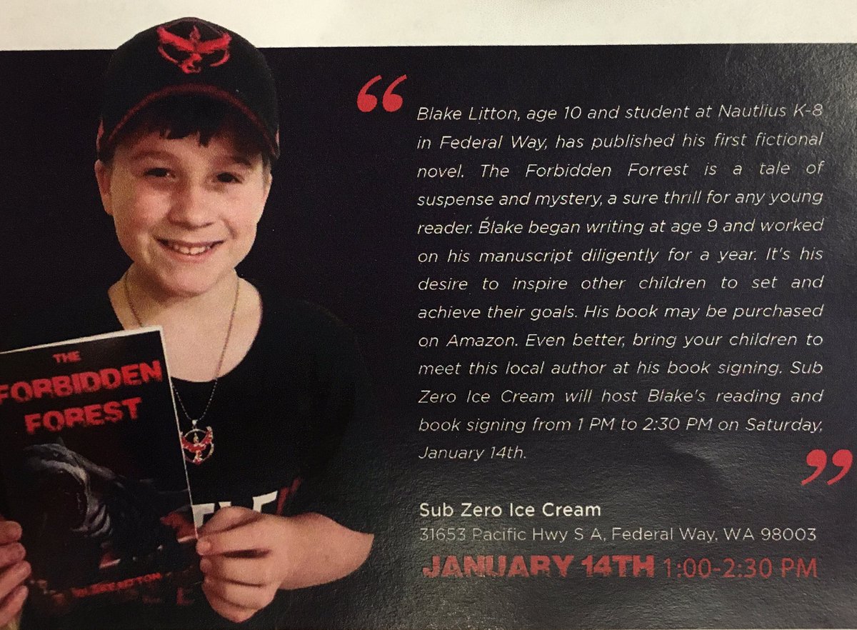 NautilusK8's tweet photo. Way to go, @NautilusK8 student Blake!  See you @subzerofw on Saturday from 1:00-2:30!  #FWPSProud #BookSigning https://t.co/UUfZV4nvzL