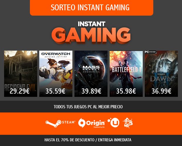 🔥SORTEO INSTANT GAMING🔥
 instant-gaming.com

¡GANA 1 JUEGO PC EN IG!

RT y sigue <a href="/InstantGamingES/">Instant Gaming</a> para participar
Hasta 20/01