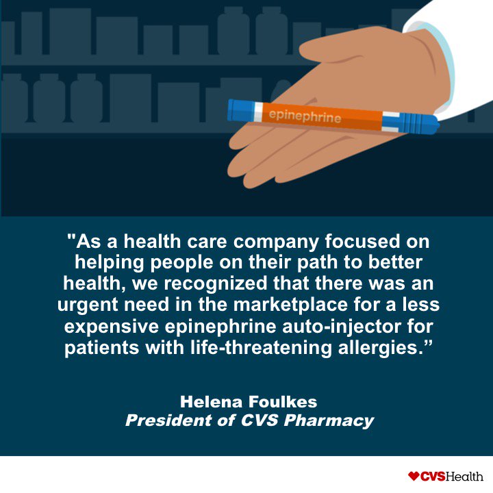 CVS Health (@cvshealth) on Twitter photo Generic epinephrine auto-injector from Impax Laboratories available at <a href="/cvspharmacy/">CVS Pharmacy</a> at cash price 80% lower than #EpiPen® Generic epinephrine auto-injector from Impax Laboratories available at <a href="/cvspharmacy/">CVS Pharmacy</a> at cash price 80% lower than #EpiPen®