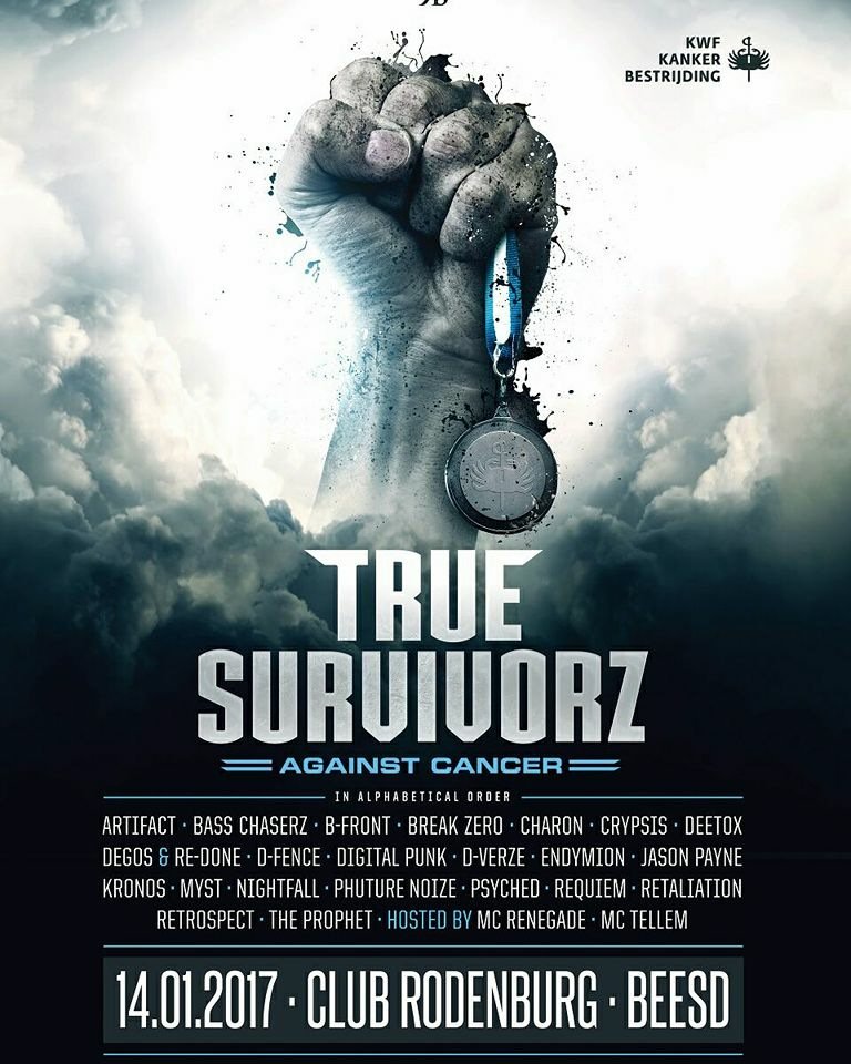 Support the fight against cancer with @RetrospectDJs <a href="/NightfallNL/">DJNightfall</a> and <a href="/FollowRequiem/">Boray Kocoz</a> at True Survivorz tonight (Club Rodenburg, Beesd, NL)