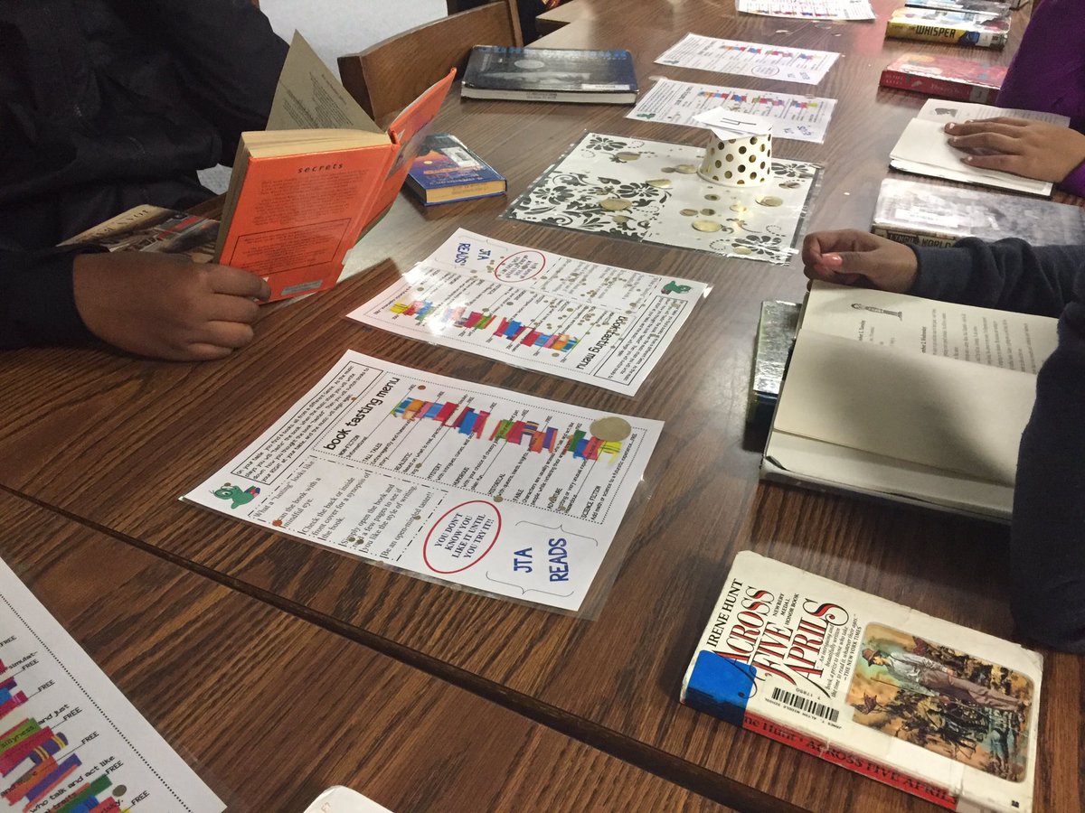 amwillian's tweet photo. Mrs. Newton invited the students to a New Years book tasting today. 
#jtamakeitcount
#Newtonrocks
#RowlandandBendersclass
@JTA_Principal https://t.co/5v7NskuiQa