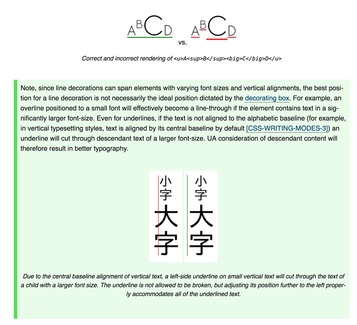DasSurma's tweet image. Day #3 of 4 with the #csswg. Topic: CSS text decoration. aka. ever thought about underlines with different font sizes and/or top-to-bottom?