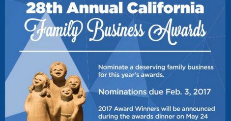 FamBizProject's tweet photo. Do you know of a #familybusiness in California? Nominate them for the California Family Business Awards: https://t.co/Rw5cHyKrwr https://t.co/XcFvatPK6n