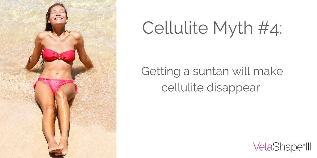 Bathing in the sun can make the appearance of cellulite worse as UV rays can damage the skin #cellulitemyths