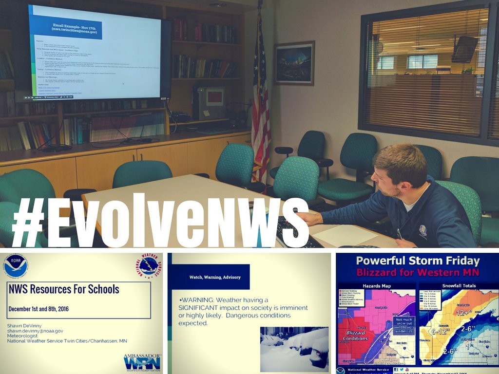 NWSTwinCities's tweet photo. Winter weather prep happens well before the storm. One of our forecasters is shown here recently briefing local school officials #EvolveNWS https://t.co/jHn3r5UvP8