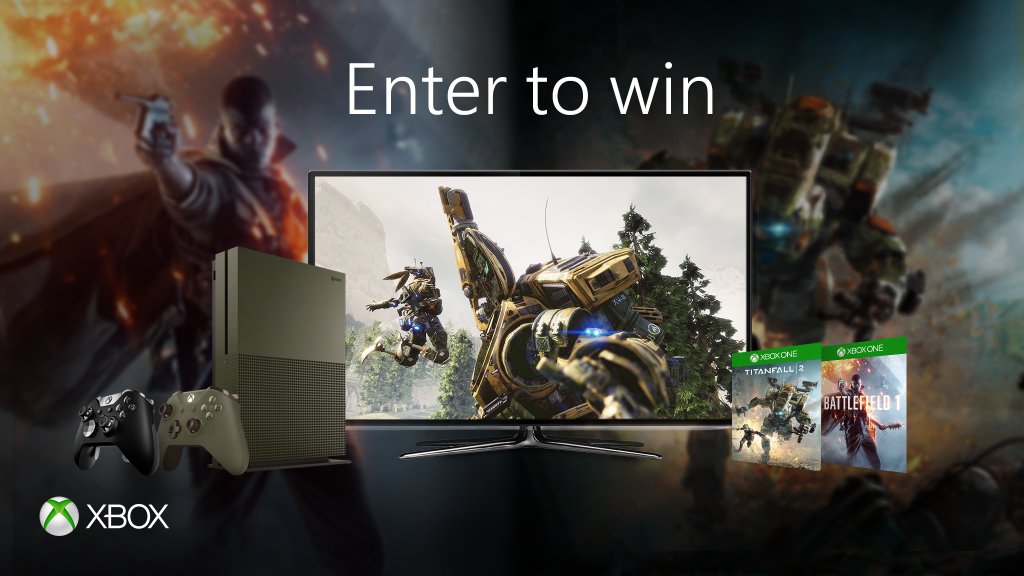 XBOX's tweet photo. Playing #Battlefield 1 or #Titanfall2? Tag your teammates &amp; tweet w/ #XboxSweepstakes for a chance to win. Rules: https://t.co/XZMVSclQa7 https://t.co/nmgJ0wvuzx