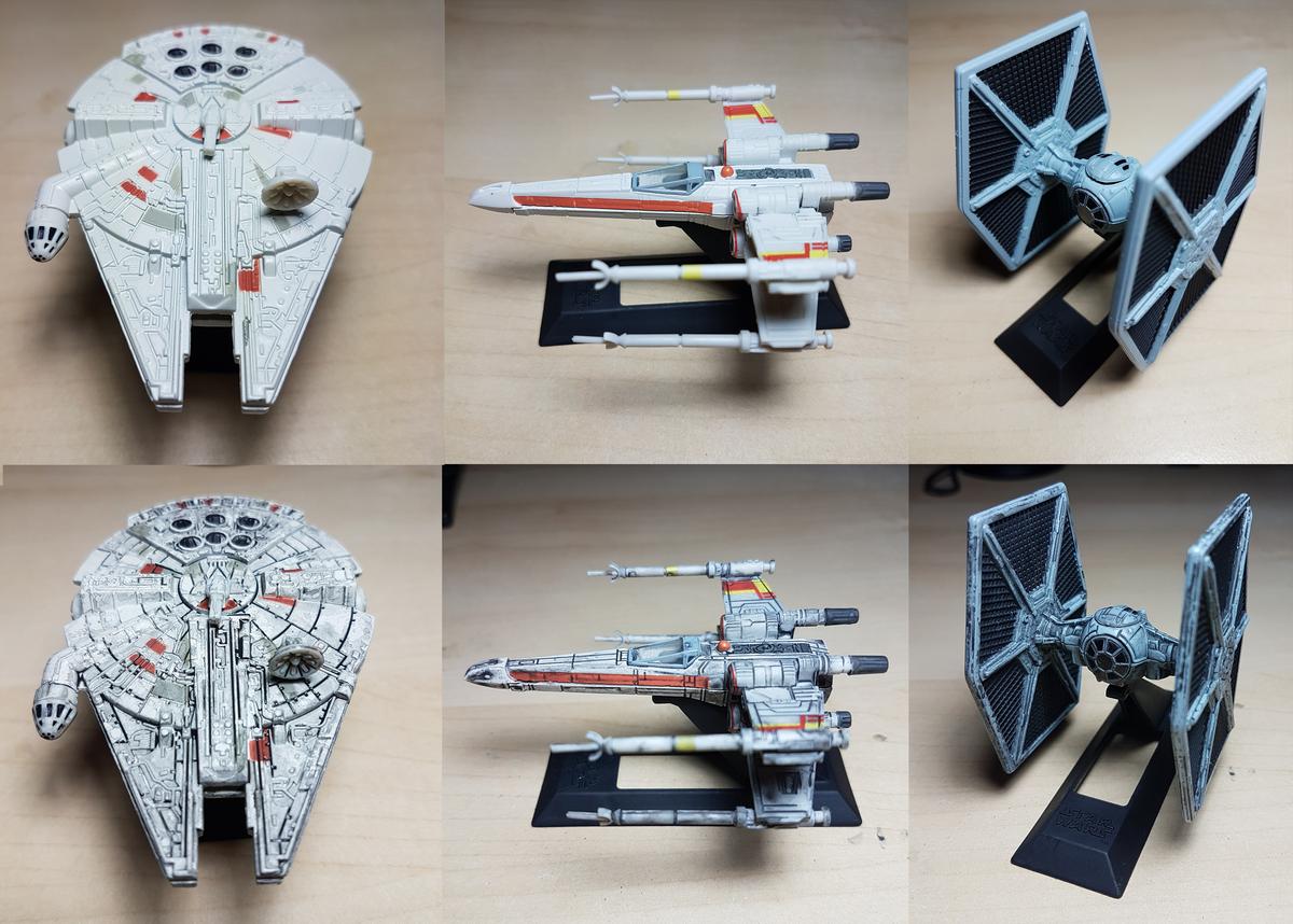 CautionLowSign's tweet image. It's amazing what a 5 min paint job can do. Mix black paint &amp;amp; water, brush on and wipe off excess.. #StarWars #hasbro #model #painting