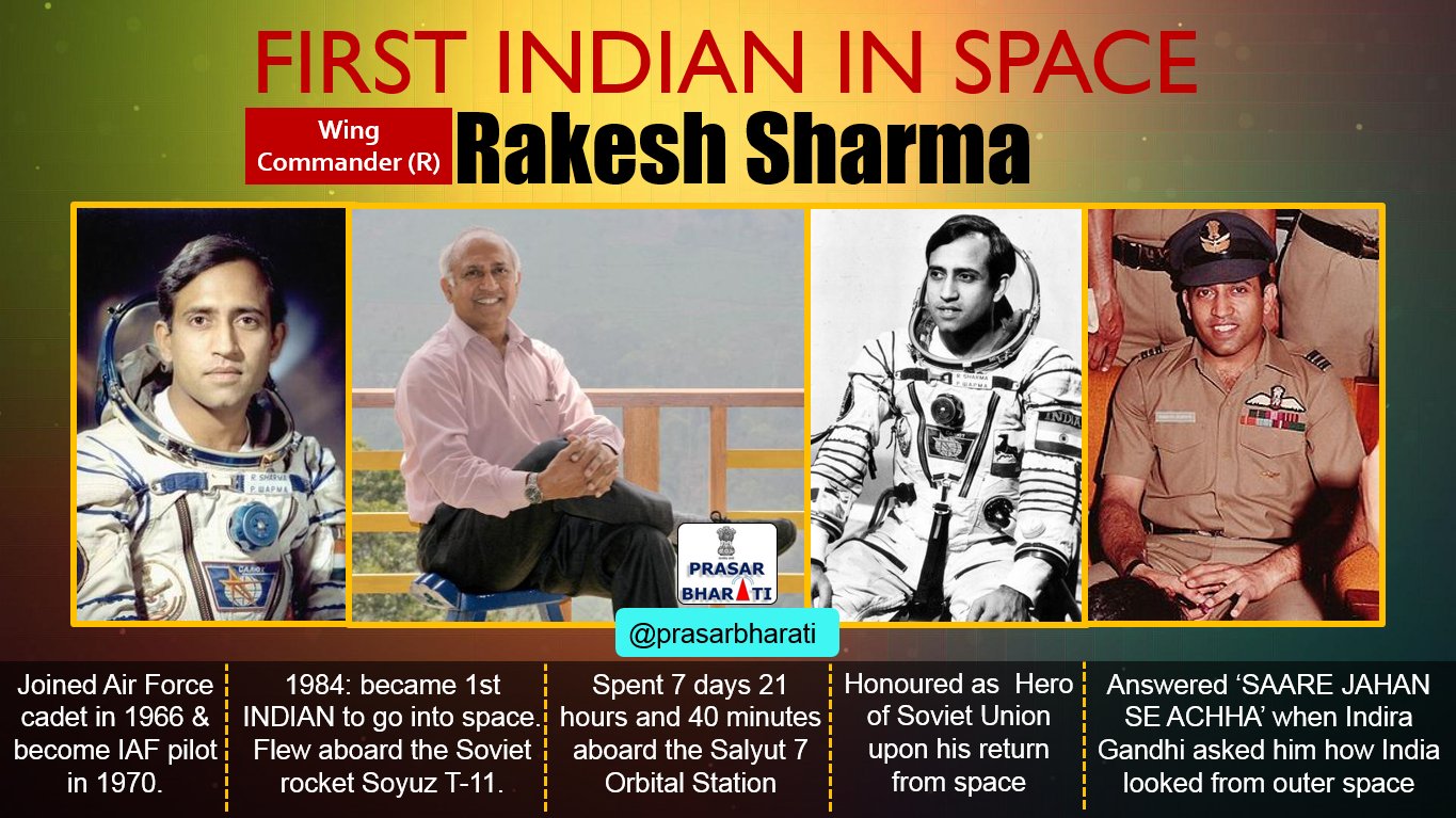 Prasarbharati: Happy Birthday Rakesh Sharma !!
The First Indian to travel in Space, Ashok Chakra  