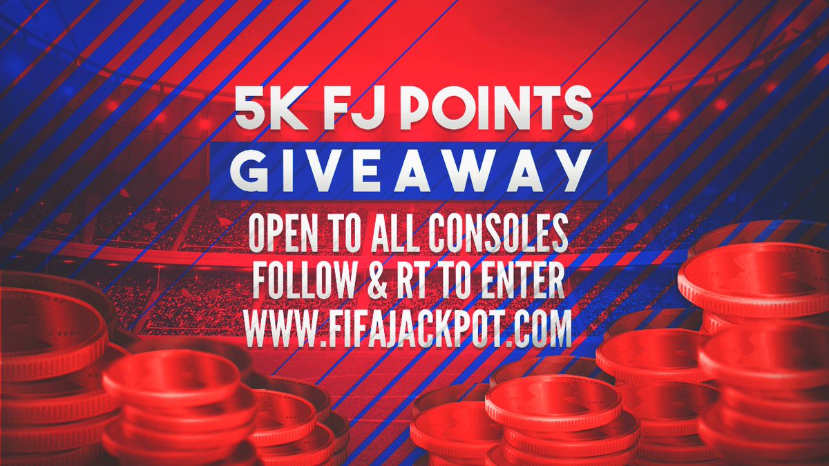FIFAJackpot's tweet photo. FIFAJACKPOT GIVEAWAY
5K FJ POINTS
OPEN TO ALL CONSOLES
FOLLOW &amp; RT TO ENTER!
2 WINNERS ANNOUNCED FRIDAY EVENING https://t.co/XfAu2hCsGL