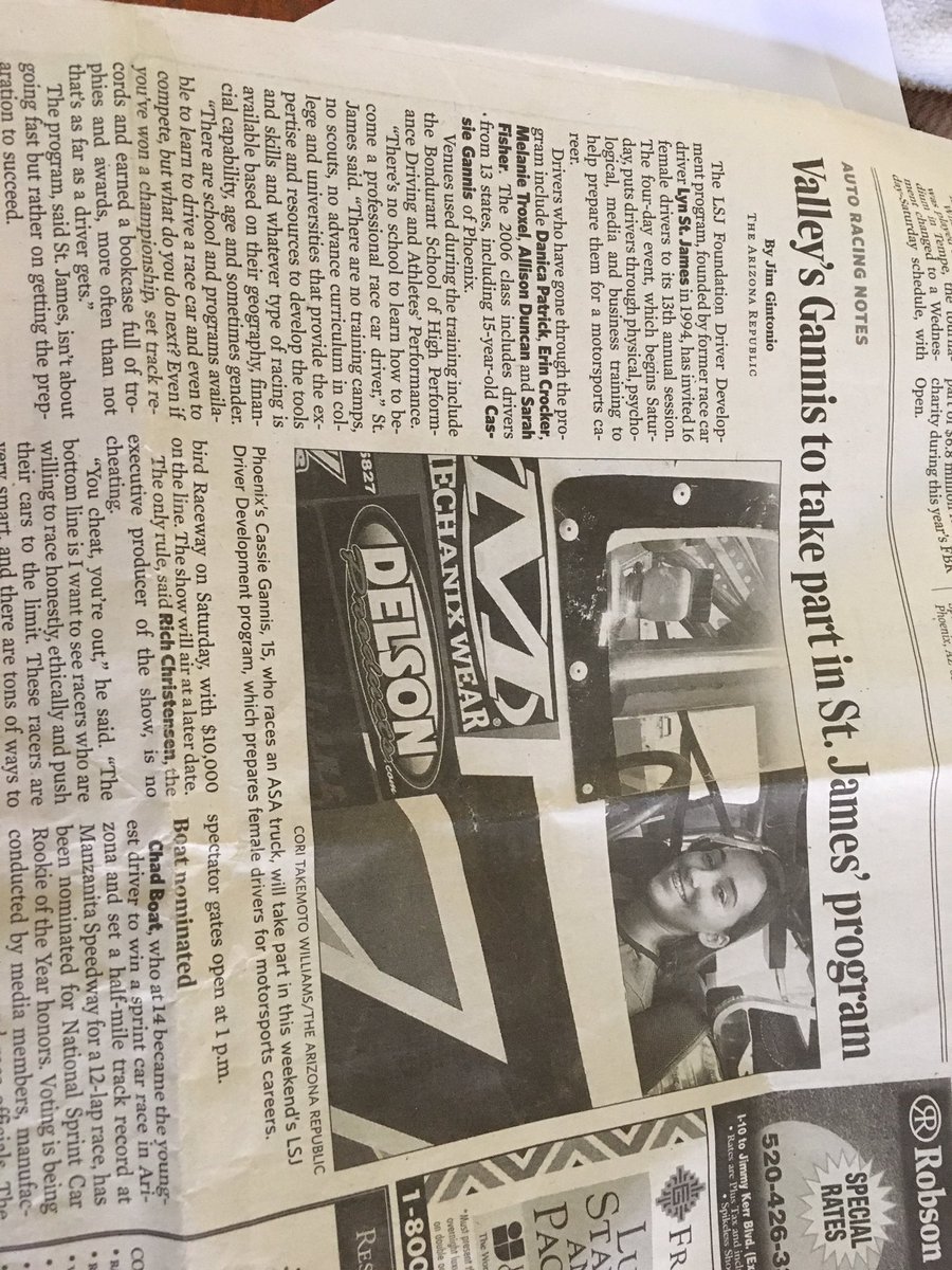 CassieGannis's tweet photo. @WomensSportsFdn #tbt Just found this cool article! Very cool! #2006 #ASASpeedTruck @LynStJames @WomensSportsFdn  #DriverDevelopmentProgram https://t.co/xH41jRfxKj