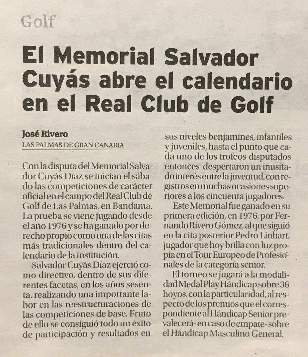 Artículo de José Rivero en el periódico <a href="/laprovincia_es/">La Provincia</a> sobre el Memorial Salvador Cuyás  de este fin de semana laprovincia.es/deportes/2017/…