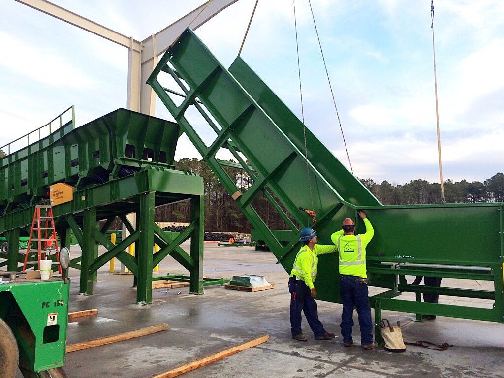 MetalTechSys's tweet image. Pitt County, NC - C&amp;amp;D Recycling System Installation Day One.