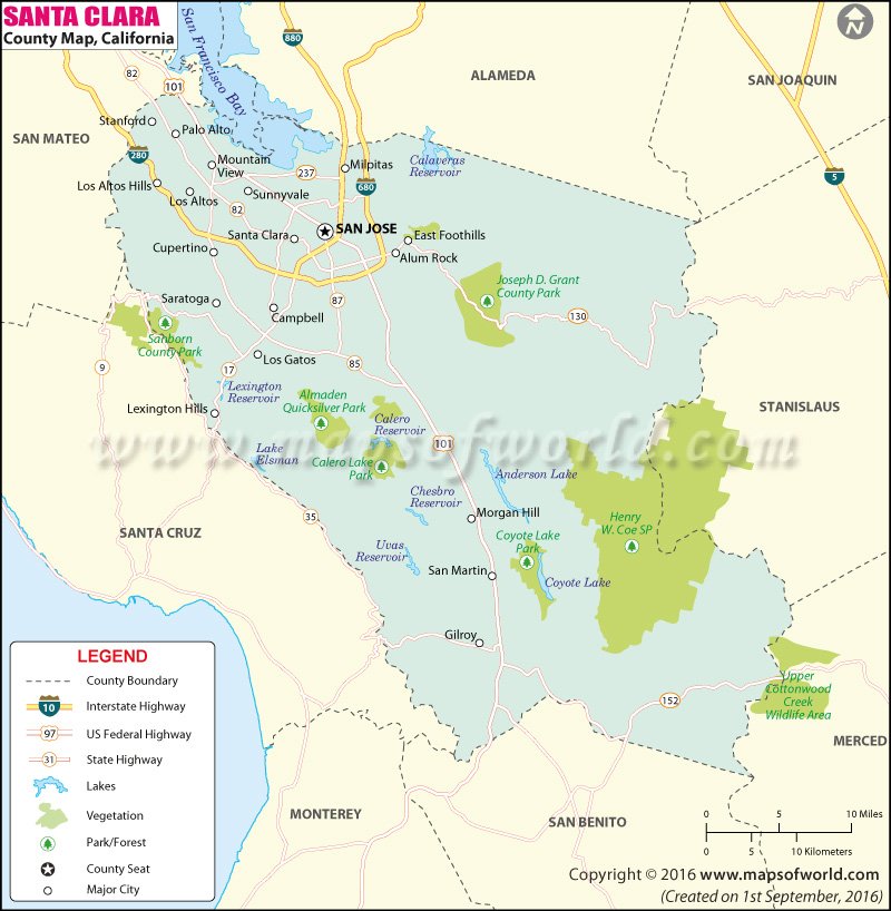 Editable map Santa Clara County California