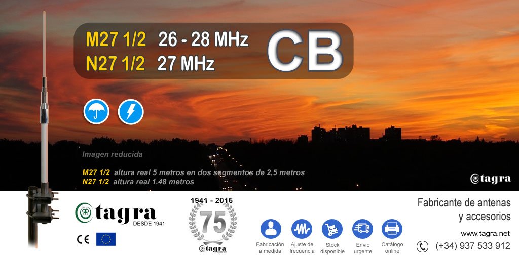 AntenasTagra's tweet photo. #antenas CB de 27MHz (banda fija) y 26-28MHz (con banda ajustable). Fabricadas para un fácil montaje, muy resistentes y de alta #calidad https://t.co/KpQw8SMIhq