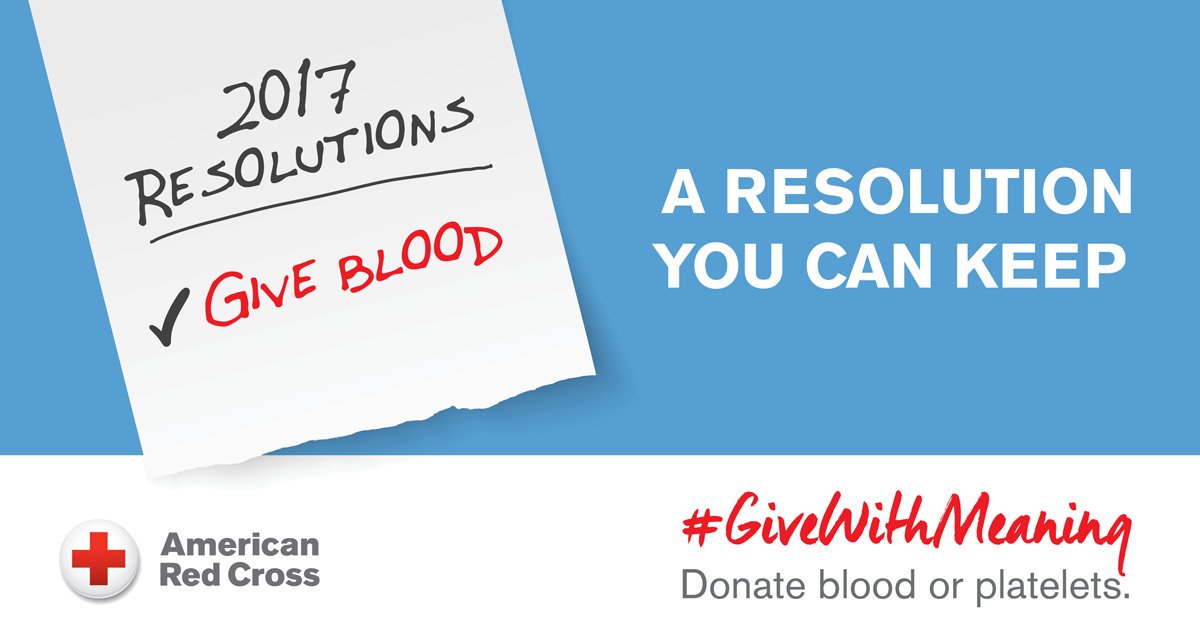 Still making your resolutions? Make 2017 the year you give blood/platelets regularly. Make your 1st appt to #GiveNow rcblood.org/appt