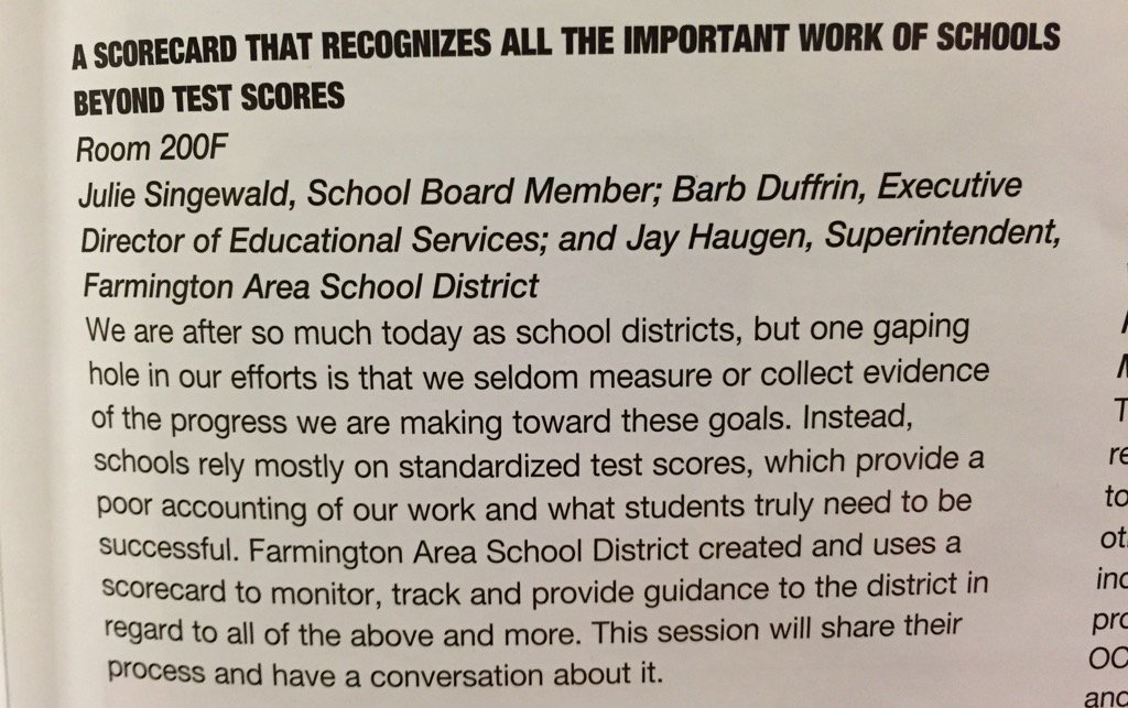 Looking 4 a 3:45 workshop join <a href="/Soup192/">Jonas🏳️‍🌈☭</a> <a href="/JSingewald/">Julie Singewald</a> from #isd192 on how we created our #isd192 scorecard. #MSBA2017