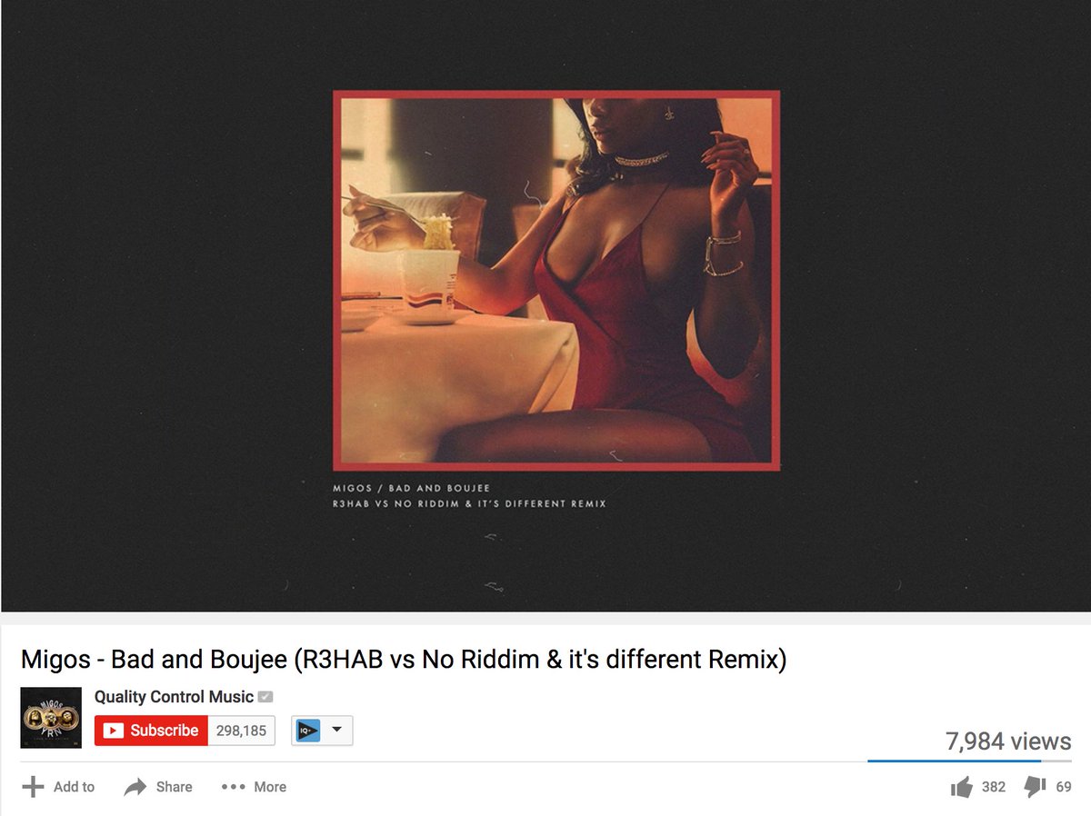 wehavenoriddim's tweet photo. dope to see our bad and boujee remix on @Migos official youtube channel! https://t.co/CSMHJEqNGt
