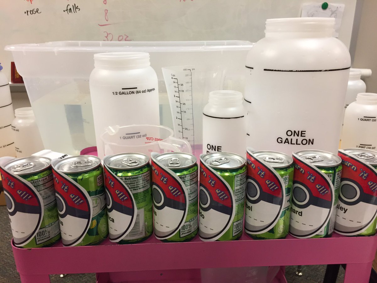 bradfordk66's tweet photo. Learning about capacity and volume so they can earn a Pokemon potion (8 oz. Sprite). @Webb_Elem @PokemonGoEdu @KidsDeserveIt https://t.co/ghmi15JUwl