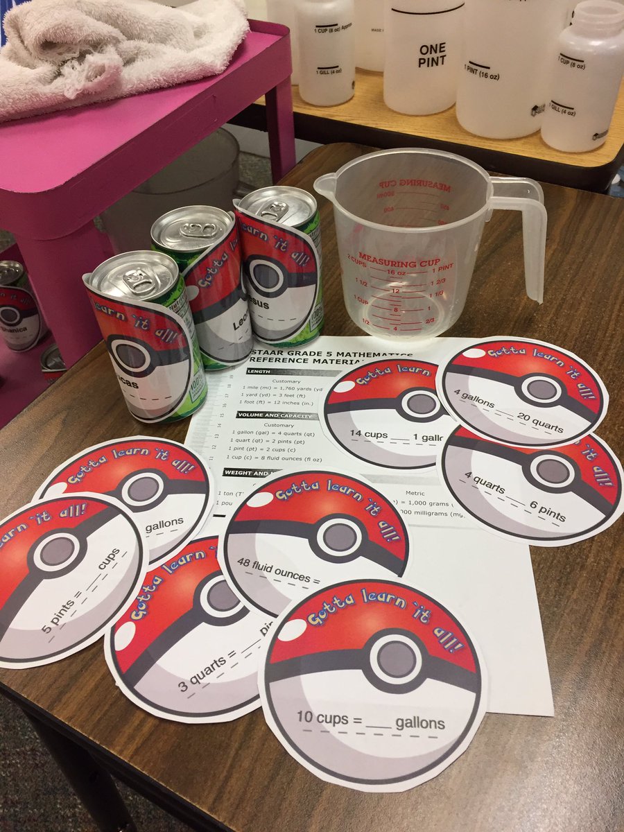 bradfordk66's tweet photo. Learning about capacity and volume so they can earn a Pokemon potion (8 oz. Sprite). @Webb_Elem @PokemonGoEdu @KidsDeserveIt https://t.co/ghmi15JUwl