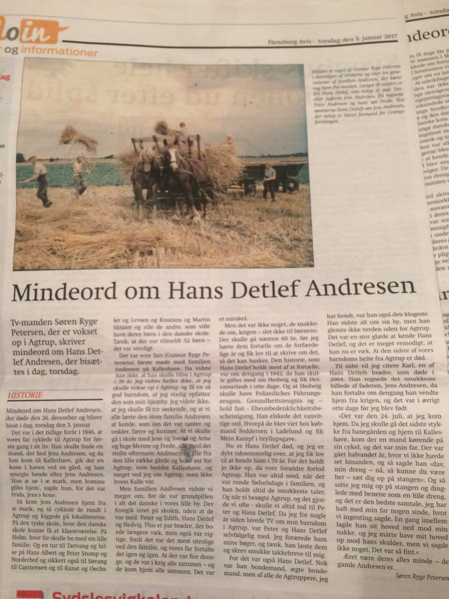 Teologinen's tweet photo. Søren Ryge har skrevet de fineste mindeord i dagens #FlensborgAvis. Og hernede savner vi allerede gamle Andresen. https://t.co/dXUmxTnnDJ