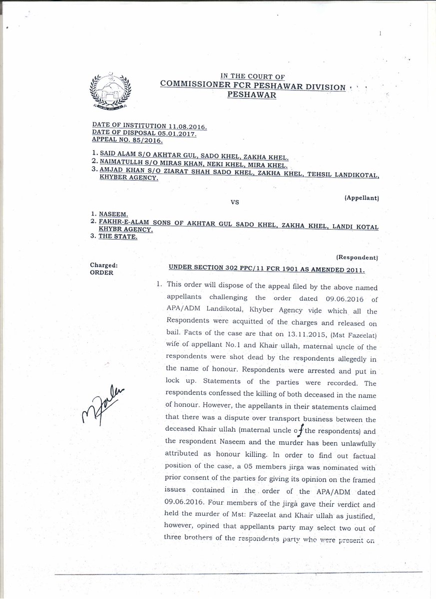 s_irshadahmad's tweet photo. If this line is followed then any persin may resort to murder, confess as honor killing & go scot free, thank you #CommissionerFCR 1/2 https://t.co/pi9IDJseYv