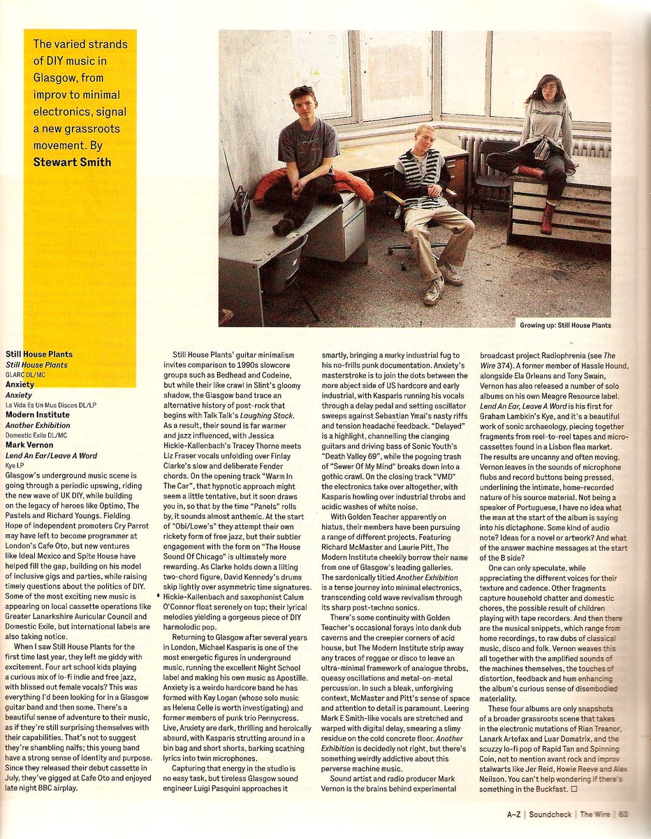 Keep Glasgow weird! Me on the DIY underground @thewiremagazine StillHousePlants, Anxiety, Mark Vernon, Modern Institute @NightSchoolRecs