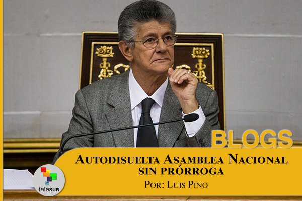 teleSURtv's tweet photo. #BlogteleSUR por @l2pino2 | Autodisuelta Asamblea Nacional sin prórroga https://t.co/UFy9JpJbCE https://t.co/hktyHbW1UI