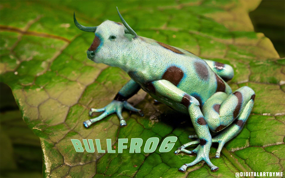 DigitalArtByMe's tweet photo. bullfrog #digitalart #photoshop #Bigartboost #frog #bull #tree #nature #leaf #manipulation #bullfrog https://t.co/xwnigmwunv