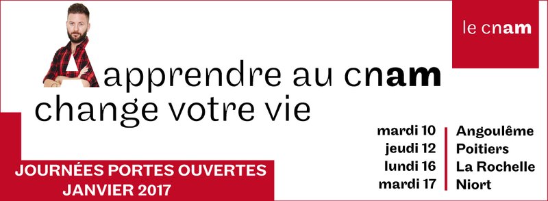 CnamPCH's tweet photo. Le Cnam vous ouvre ses portes du 10 au 17 janvier à Angoulême, Poitiers, La Rochelle et Niort ! https://t.co/BAmtyvZu5S https://t.co/QDQeiwUGGw