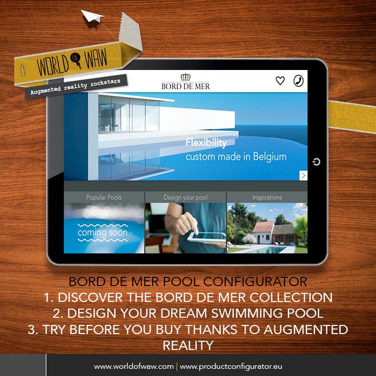 3D_Configurator's tweet image. The Bord De Mer Pool Configurator of @worldofwaw allows you to design your dream pool and try before you buy with #AugmentedReality!