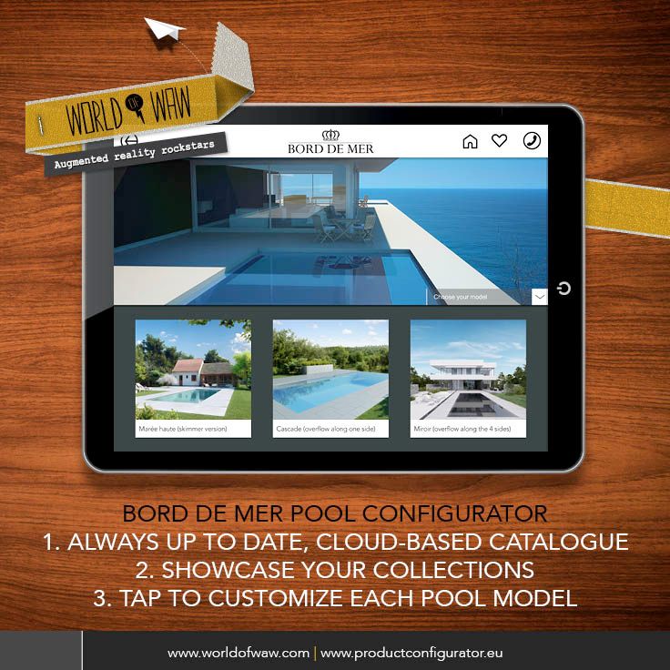 3D_Configurator's tweet image. The Bord De Mer Pool Configurator of @worldofwaw allows you to design your dream pool and try before you buy with #AugmentedReality!