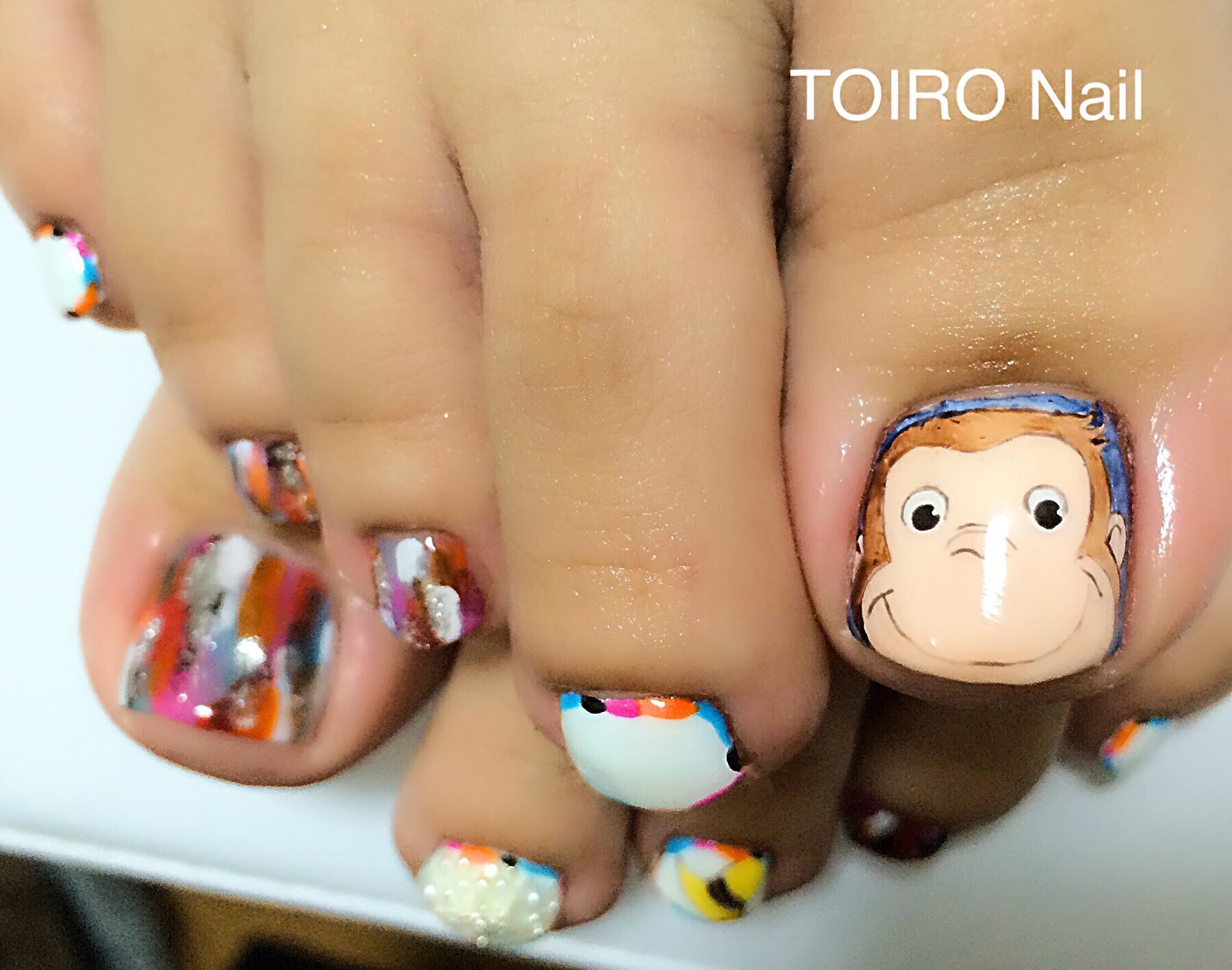 Toiro Nail お客様ネイル Toironail 東かがわ市ネイル フットネイル キャラクターネイル おさる のジョージネイル 塗りかけネイル T Co 71yincxo2u Twitter