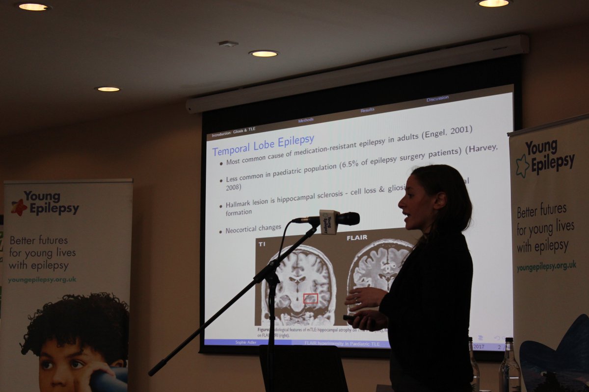 Speaker <a href="/sophieadler/">Sophie Adler</a> discusses FLAIR hyperintensity in paediatric temporal lobe epilepsy at our #epilepsyresearch retreat.