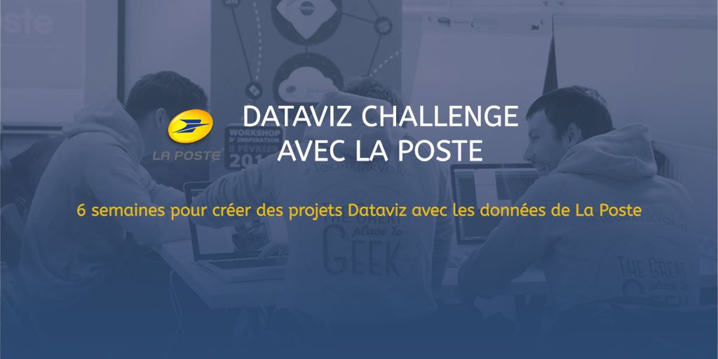 BeMyAppFR's tweet photo. Du coaching, l'accès aux données du @GroupeLaPoste + 5k à la clé : c’est le Challenge #Dataviz de #CodeAvecLaPoste ! https://t.co/JBHuI4eNpE https://t.co/fczeK3OGEp