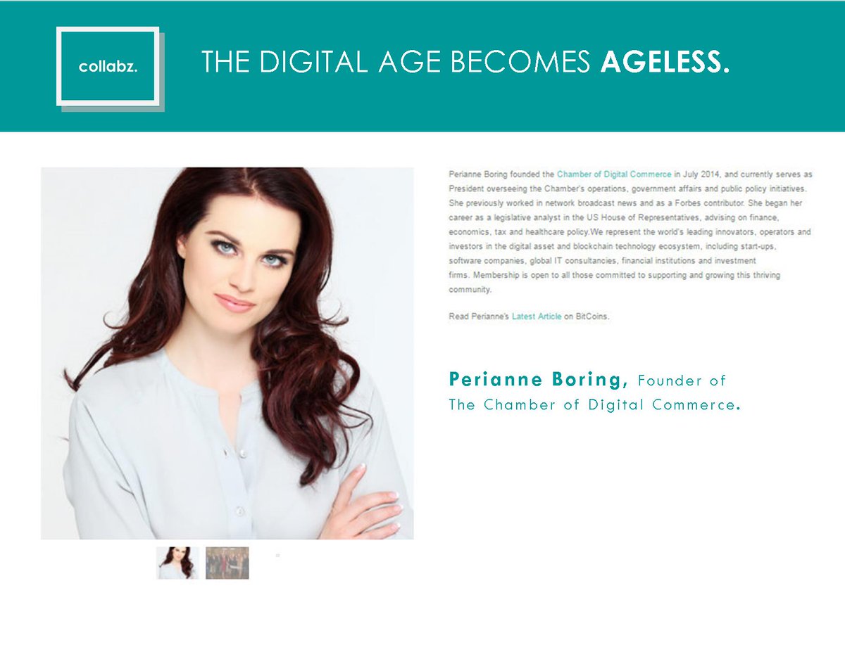 thecollabz's tweet photo. Ms. Perianne Boring, Founder of Chamber of Digital Commerce makes the Digital Age: Ageless.https://t.co/tA5WF47MPP https://t.co/yCY0X0HDUv