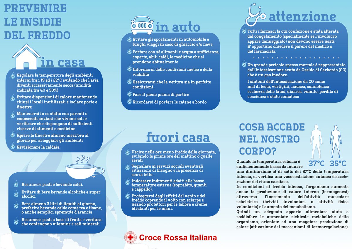 In molte parti dell'Italia è arrivata la #neve e scendono le temperature. I consigli della #CroceRossa per prevenire le insidie del #freddo.