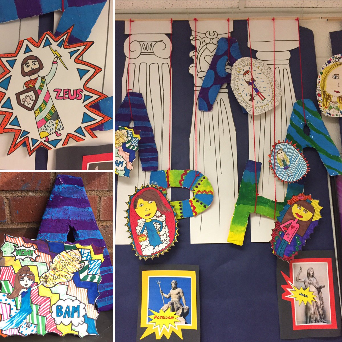 curziee's tweet photo. #cross-curriculum #collaboration with @jphorrell Greek gods meet Pop Art! #arthistory #history @LMTSD @LMTSD_MAS https://t.co/UldMCrm6P6
