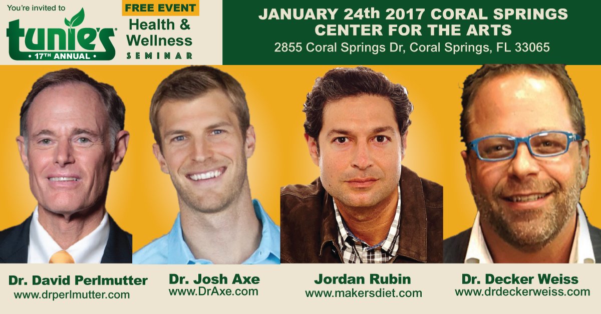 Tunies's tweet photo. Power health duo #JordanRubin &amp; #DrAxe @Tunies health &amp; wellness  1/24/17 VIP Tickets  just $10! GA Admission Free https://t.co/4oNjwgAAk1 https://t.co/e1xF80j6gD