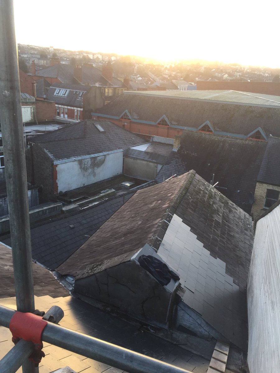 Lovely day to finish off the roof on @SUBWAYUKIreland Newport High street store. #roofing #mrm&amp;sons