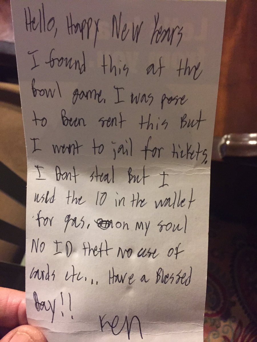BickhamP's tweet photo. Lost my wallet at a football game in Houston about a week ago... just got this in the mail, lol thanks Ken 😂🙏🏻 https://t.co/I9S5YC1i4D