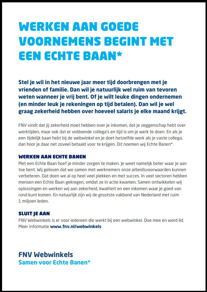AAklalouch's tweet photo. Meer tijd voor vrienden? Vaker sporten? Rekeningen op tijd betalen? Werken aan goede voornemens begint met een Echte Baan*. #FNVwebwinkels https://t.co/umXF4qAIkE