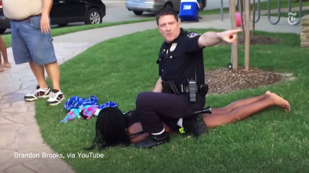 nytimes's tweet photo. A teenage girl who was tackled by an officer at a Texas pool party in 2015 is suing for $5 million in damages https://t.co/v7SIs9L1hX https://t.co/52f6ktkezV