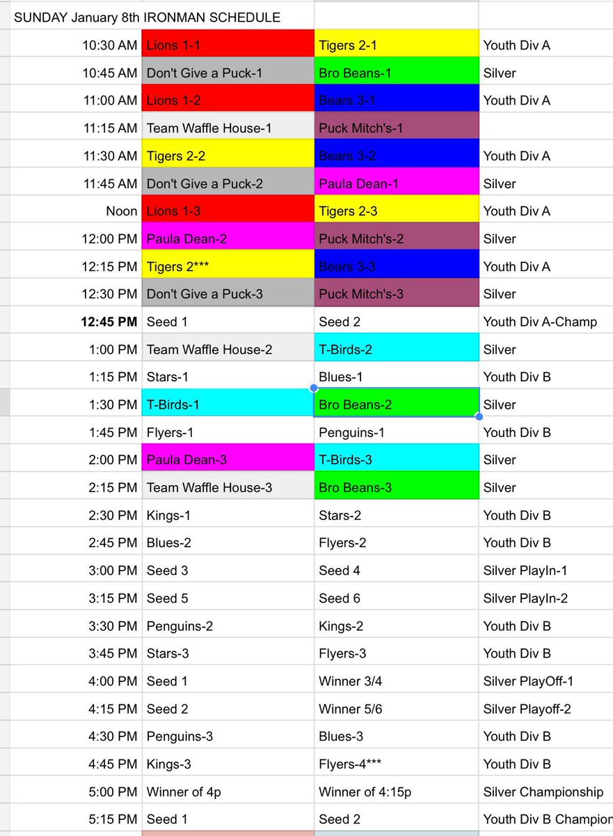 REVISED Ironman Sunday Schedule Page 1