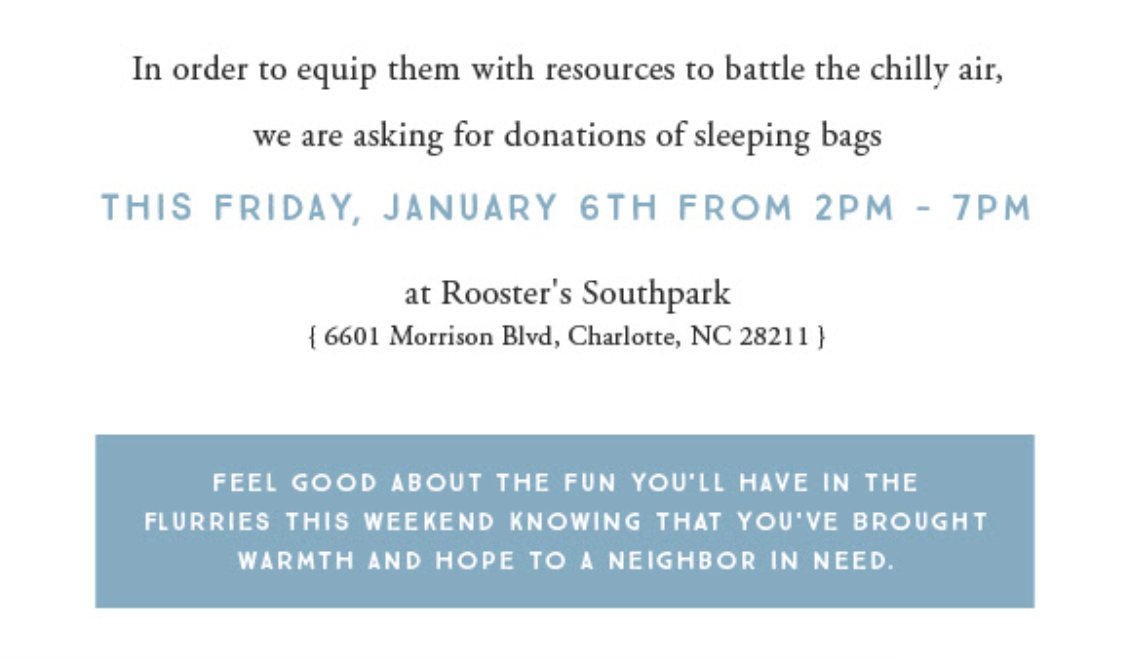 thekingskitchen's tweet image. We're collecting sleeping bags for those in need w/ @cmdreamcenter before the winter storm hits. Here's how you can get involved:
