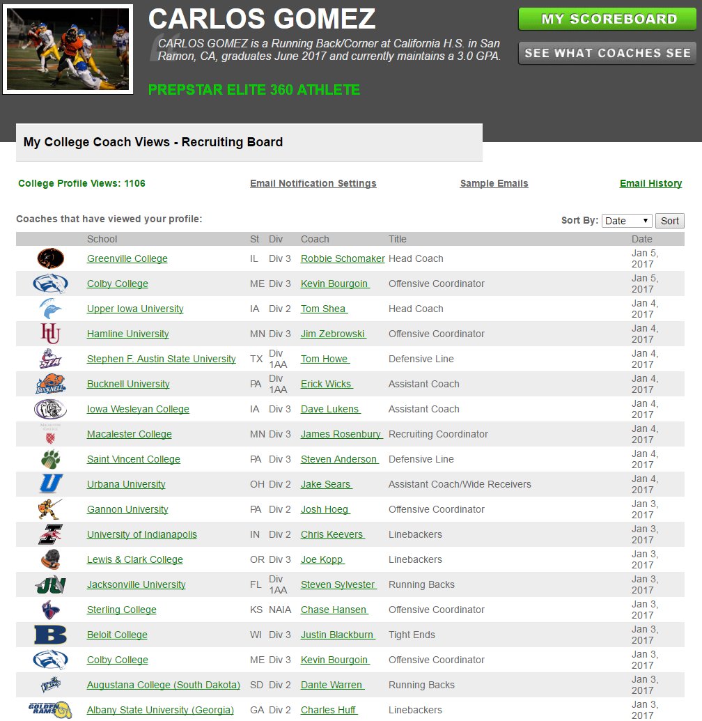 🏈🏈🏈  2018 #PrepStarElite <a href="/carlos_gomez33/">Carlos Gomez</a>  http://videos bit.ly/2hVt25O  #CollegeCoachViews
#GotGame #GetRecruited