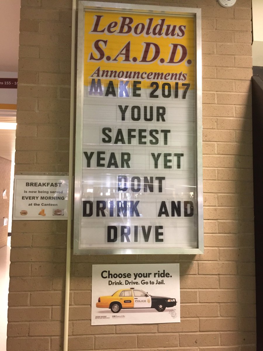 LeboSADD's tweet photo. Safe driving in 2017!! #LeBoSADD #joinus #putyourphonesaway https://t.co/Da7CERcxYm