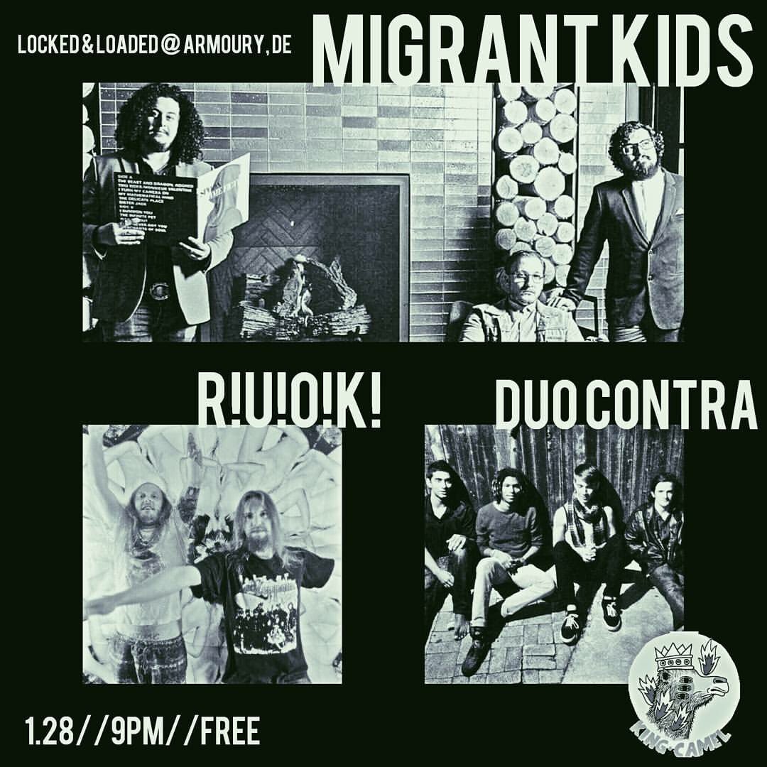 RUOKtheBand's tweet photo. 1/28 @ArmouryDE @kingcamelallday presents @migrantkids @DuoContra @RUOKtheBand #dallas #dallaslife #dallasmusic #texasmusic #deepellum #fun https://t.co/MBioLaCd7b